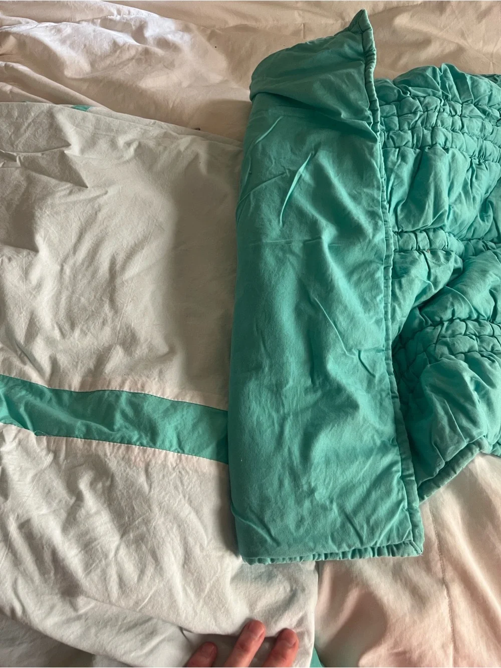 Pottery Barn Teen Ruched Teal Pillow Shams (2)